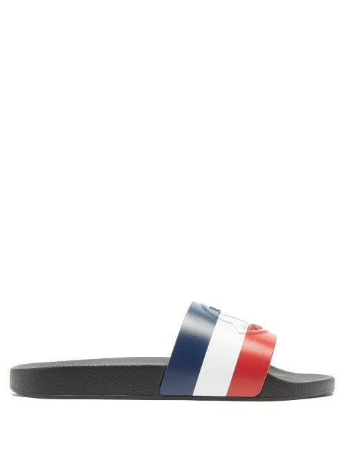 Matchesfashion.com Moncler - Basile Striped Rubber Slides - Mens - Black