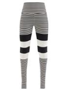 Norma Kamali - High-rise Striped Jersey Leggings - Womens - Black Stripe
