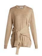 Matchesfashion.com Chlo - Knotted Sleeve Waist Wool Sweater - Womens - Light Brown