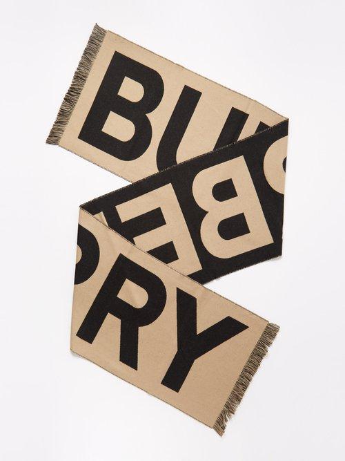 Burberry - Reversible Logo-jacquard Wool Scarf - Mens - Beige