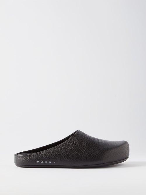 Marni - Fussbett Logo-print Leather Mules - Mens - Black