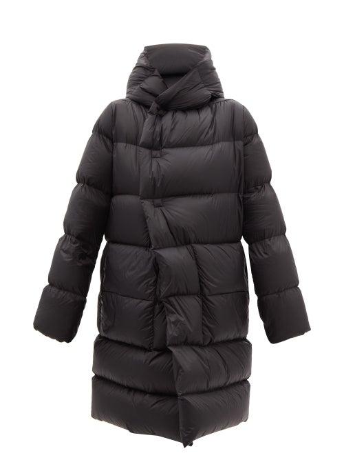 Rick Owens - Wrap-front Hooded Quilted Down Coat - Womens - Black