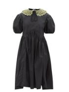 Cecilie Bahnsen - Malou Floral-embroidered Cotton Dress - Womens - Black