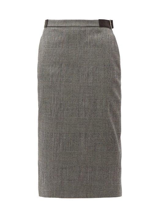 Matchesfashion.com Altuzarra - Bolan Prince Of Wales Checked Wool Blend Skirt - Womens - Black White