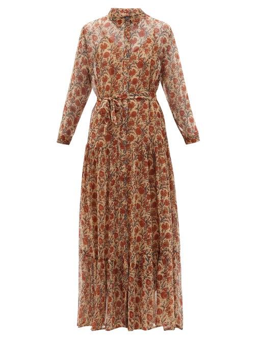 Matchesfashion.com Mes Demoiselles - Glaieul Floral-print Chiffon Shirt Dress - Womens - Red Multi