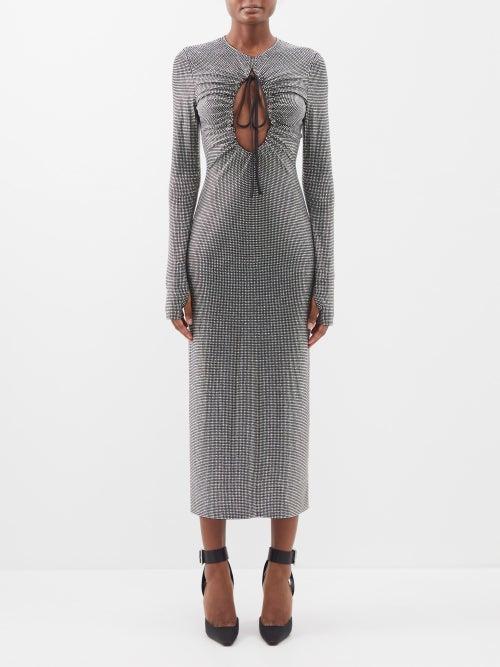 Christopher Kane - The Mercury Cutout Crystal-embellished Dress - Womens - Silver Black