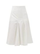 Matchesfashion.com Joseph - Barton Flared-panel Cotton-blend Skirt - Womens - White
