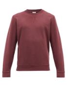 Mens Rtw Sunspel - Crew-neck Cotton-blend Jersey Sweatshirt - Mens - Burgundy
