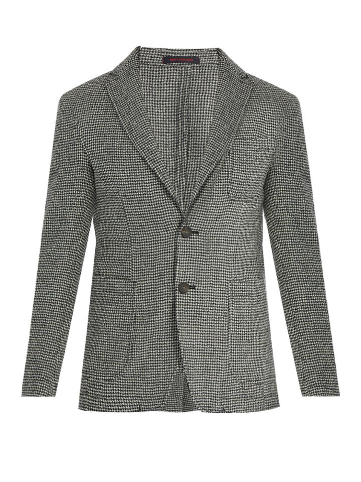 The Gigi Angie Patch-pocket Wool Hound's-tooth Blazer