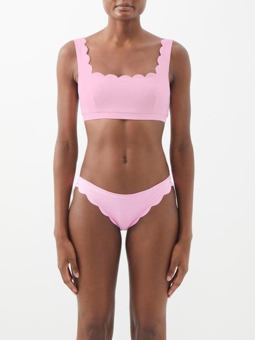 Marysia - Palm Springs Scalloped Bikini Top - Womens - Light Pink