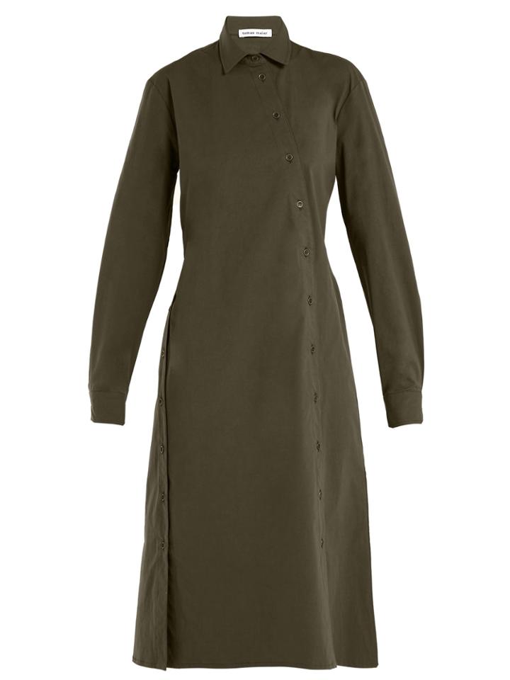 Tomas Maier Asymmetric-buttoned Poplin Dress
