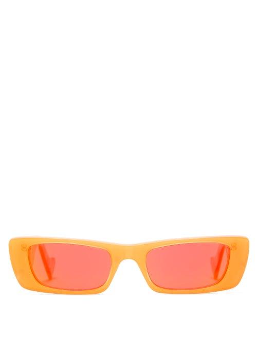 Matchesfashion.com Gucci - Logo Plaque Rectangle Acetate Sunglasses - Womens - Orange