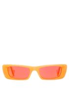 Matchesfashion.com Gucci - Logo Plaque Rectangle Acetate Sunglasses - Womens - Orange