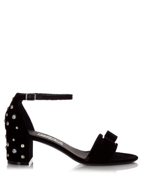 Salvatore Ferragamo Gavina Velvet Stud Sandals