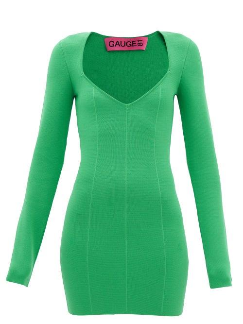 Gauge81 - Villar Sweetheart-neck Jersey Mini Dress - Womens - Green