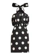 Matchesfashion.com Msgm - Polka Dot Cotton Faille Mini Dress - Womens - Black White