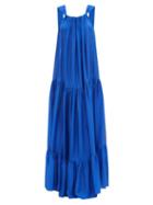 Matchesfashion.com Kalita - Asiri Drawstring Silk-habotai Maxi Dress - Womens - Blue