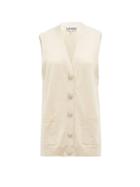 Matchesfashion.com Ganni - Crystal-button Longline Sleeveless Cardigan - Womens - Ivory