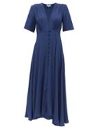 Matchesfashion.com Gioia Bini - Carolina Short Sleeved Cady Dress - Womens - Blue