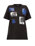 Matchesfashion.com Raf Simons - Blue Velvet-print Cotton-jersey T-shirt - Womens - Black