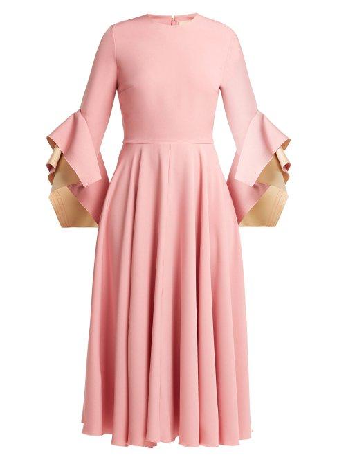 Matchesfashion.com Roksanda - Flared Sleeve Cady Dress - Womens - Pink