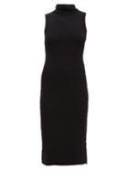 Matchesfashion.com Mara Hoffman - Rory High-neck Cotton-blend Boucl Midi Dress - Womens - Black