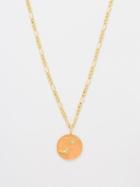 Hermina Athens - Circe's Lion Enamel & Gold-plated Necklace - Womens - Orange Multi