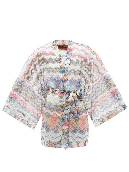 Ladies Beachwear Missoni Mare - Zigzag-jacquard Knit Cover Up - Womens - Blue Multi
