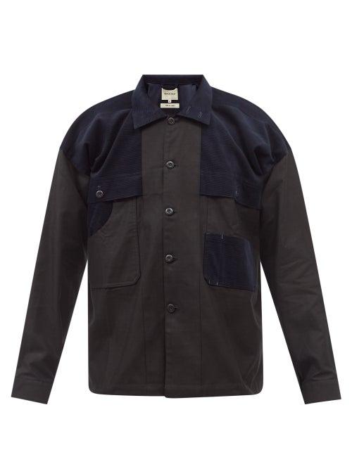 Nicholas Daley - Oversized Corduroy-panelled Cotton-canvas Shirt - Mens - Black