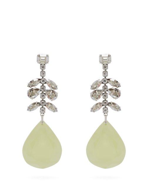 Matchesfashion.com Isabel Marant - Crystal Embellished Silver Plated Drop Earrings - Womens - Yellow