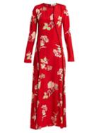 Matchesfashion.com Diane Von Furstenberg - Split Hem Silk Crepe De Chine Dress - Womens - Red Print