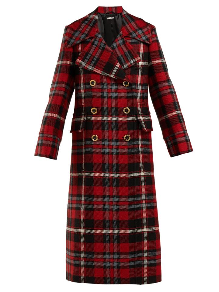 Miu Miu Wool-mohair Tartan Coat