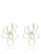 Matchesfashion.com Bea Bongiasca - Flower Power 9kt Gold & Crystal Hoop Earrings - Womens - White Multi