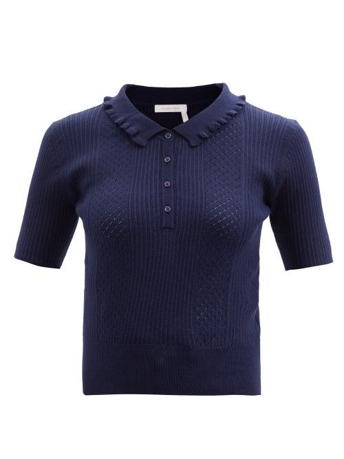 See By Chlo - City Organic-cotton Polo Shirt - Womens - Navy