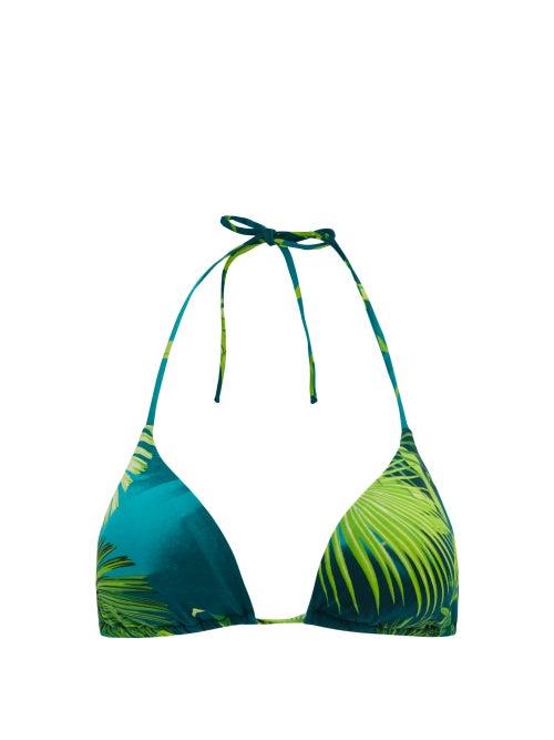 Matchesfashion.com Versace - Jungle-print Triangle Bikini Top - Womens - Green Print