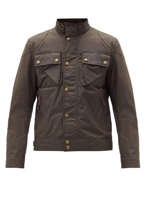 Matchesfashion.com Belstaff - Racemaster Waxed-cotton Jacket - Mens - Dark Green