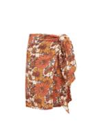 Matchesfashion.com Dodo Bar Or - Mosa Tie-front Floral-print Cotton Skirt - Womens - Brown Print