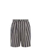 Matchesfashion.com King & Tuckfield - Pleated Striped Cotton-canvas Shorts - Mens - Blue Multi