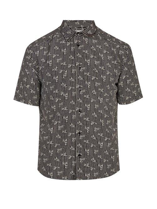 Matchesfashion.com Saint Laurent - Geometric Print Silk Shirt - Mens - Black Multi