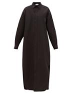 Raey - Long-line Cotton And Silk-blend Shirtdress - Womens - Black