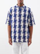 Smr Days - Benirras Houndstooth-print Cotton Shirt - Mens - Blue Multi