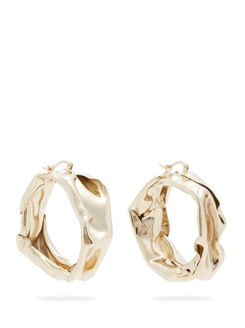 Matchesfashion.com Jil Sander - Hammered Gold Tone Hoop Earrings - Womens - Gold