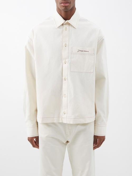 Jacquemus - Papier Topstitched Cotton-canvas Shirt - Mens - Off White