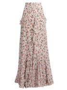 Matchesfashion.com Erdem - Alison Floral Print Silk Voile Maxi Skirt - Womens - Multi