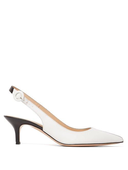Matchesfashion.com Gianvito Rossi - 55 Leather Kitten Heel Pumps - Womens - Black White