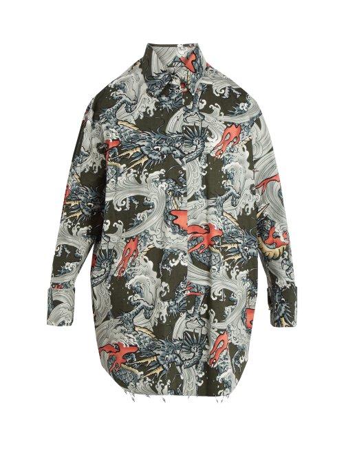 Matchesfashion.com Marques'almeida - Oversized Dragon Print Cotton Shirt - Mens - Multi