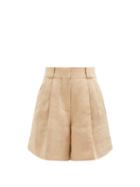 Blaz Milano - Midday Sun Pleated Linen Shorts - Womens - Beige