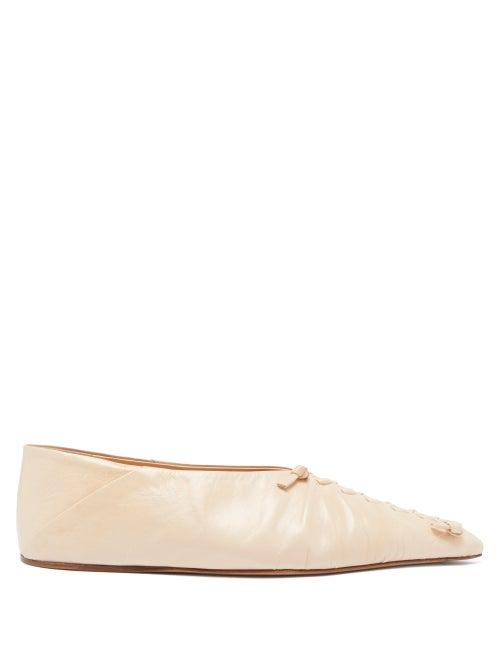 Jil Sander - Point-toe Leather Flats - Womens - Beige