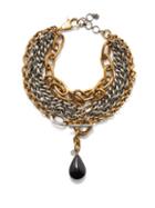 Alexander Mcqueen - Chain And Cabochon-drop Necklace - Womens - Gold Multi