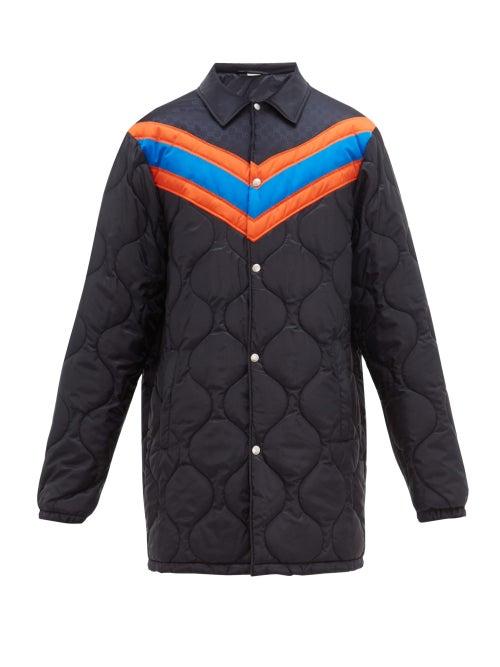 Matchesfashion.com Gucci - Chevron Striped Quilted Jacket - Mens - Navy